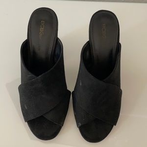 BCBGeneration Black Microsuede Mules